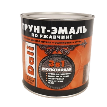 Dali грунт-эмаль 3 в 1 молотковая коричневая 0,75 л Рогнеда