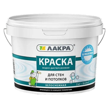 Краска в/д Лакра д/стен и потолков белоснеж. 3 кг