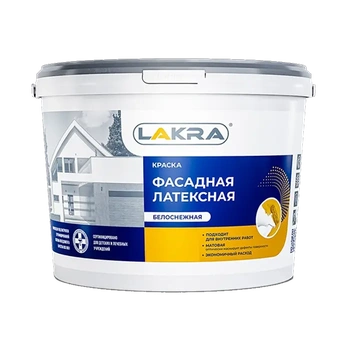Краска в/д Лакра фасадная латексная белоснеж. 6,5 кг