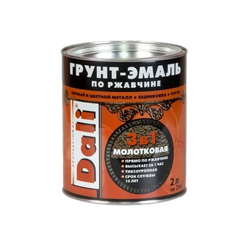 Dali грунт-эмаль 3 в 1 молотковая черная 2,0 л Рогнеда