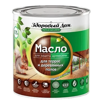 Масло для террас и дер полов Здоровый Дом слонов кость 0,75л