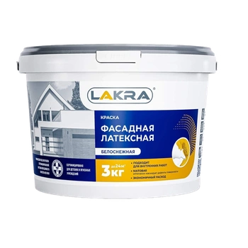Краска в/д Лакра фасадная латексная белоснеж. 6,5 кг